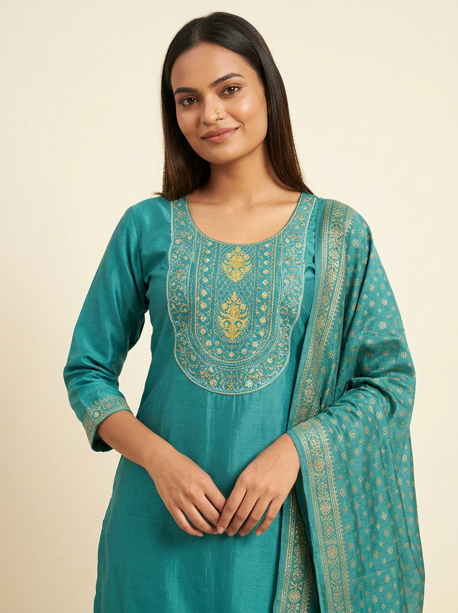 Teal Green Kurta Set with Dupatta