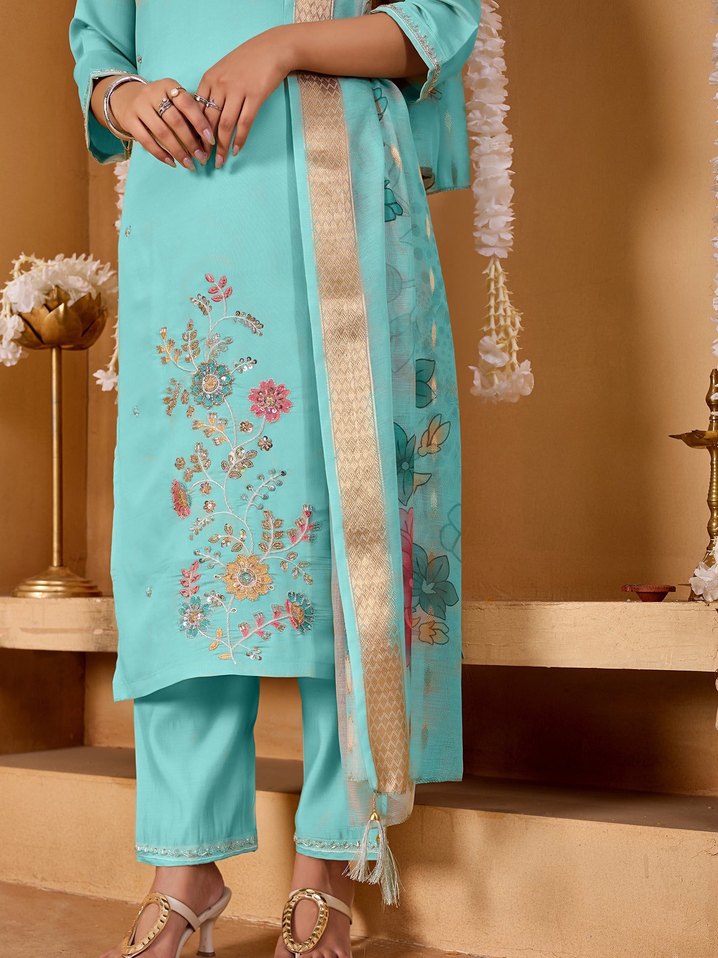 Varnika – Floral Embroidery Set with beads work