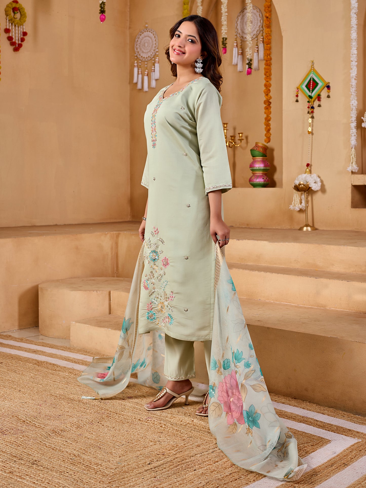 Varnika – Floral Embroidery Set with beads work