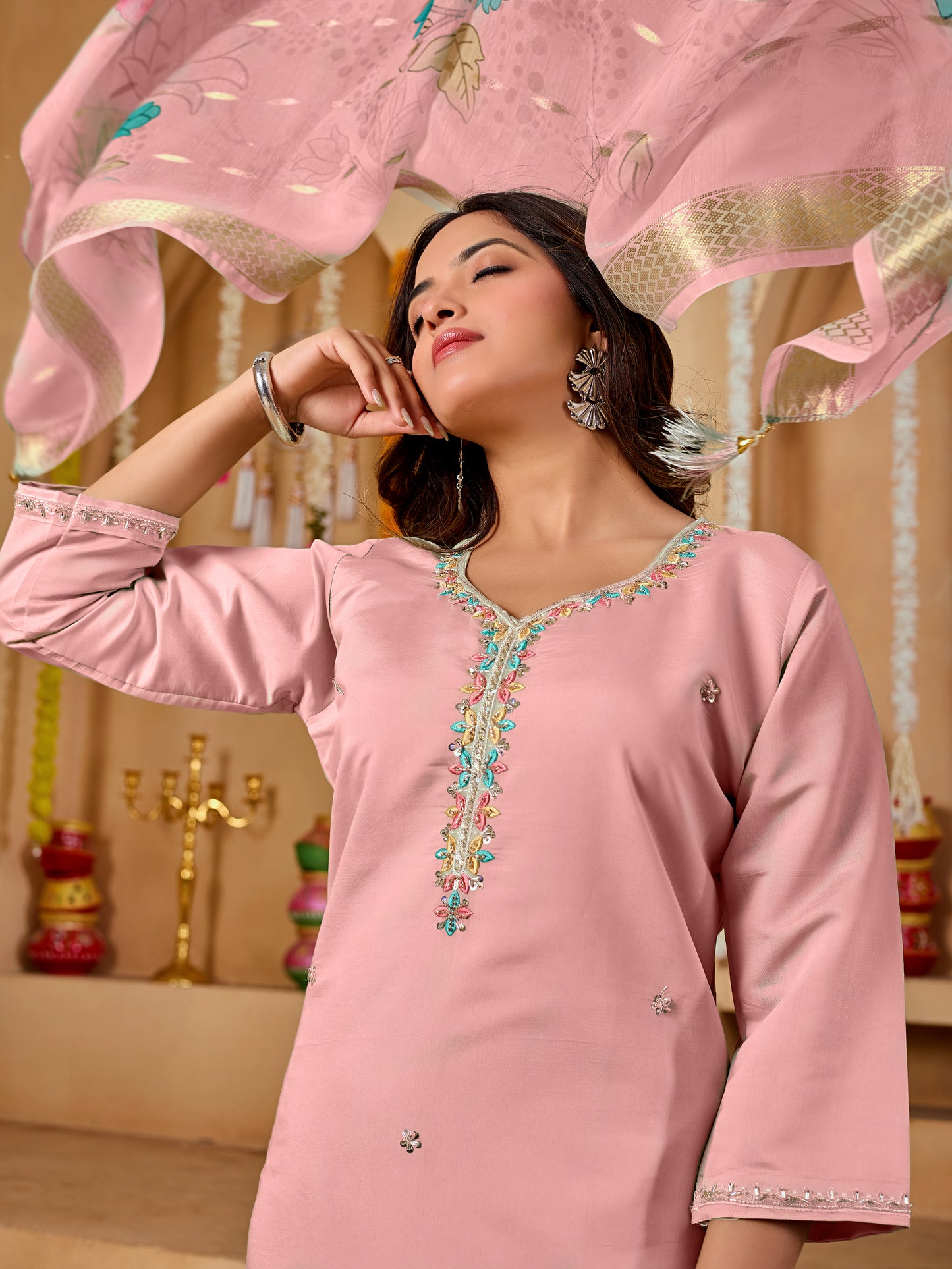 Varnika – Floral Embroidery Set with beads work
