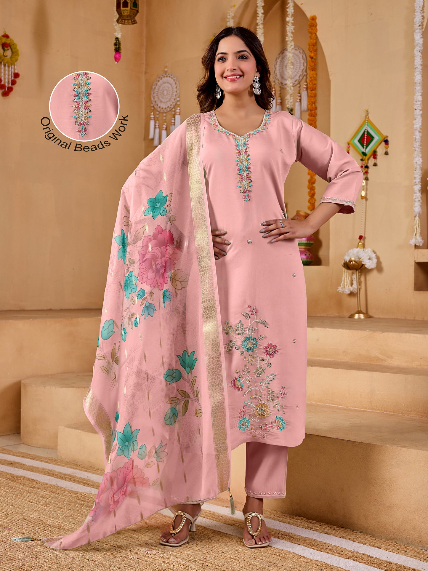 Varnika – Floral Embroidery Set with beads work