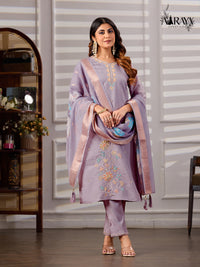 Ethnic Floral Embroidered Kurta Set | Roman Cotton | 3-Piece Set