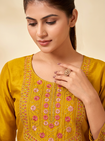 Mustard Yellow Kurta Set with Dupatta