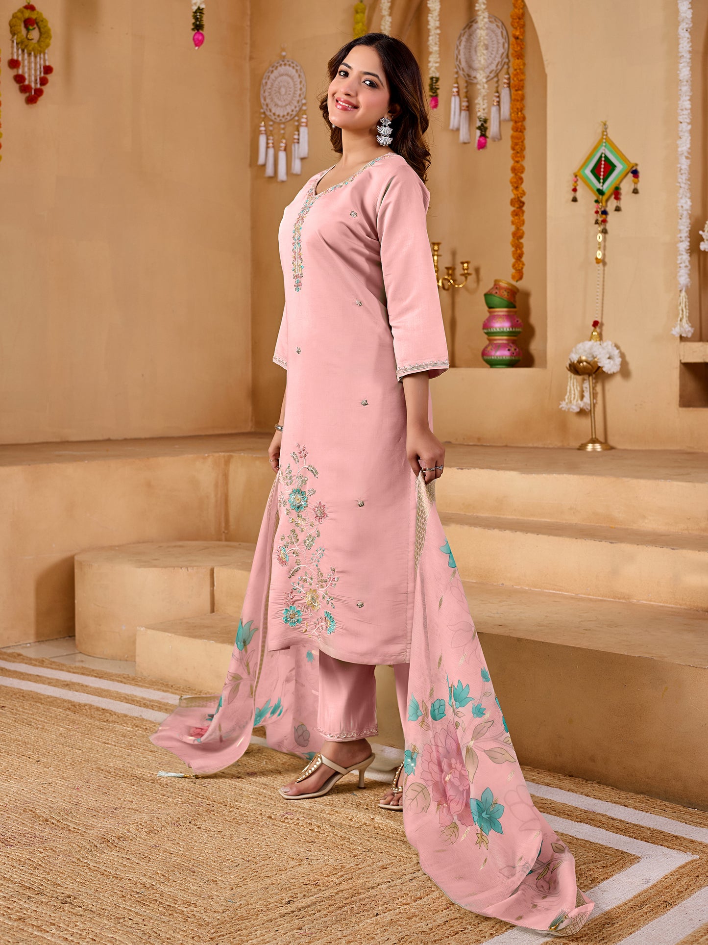 Varnika – Floral Embroidery Set with beads work