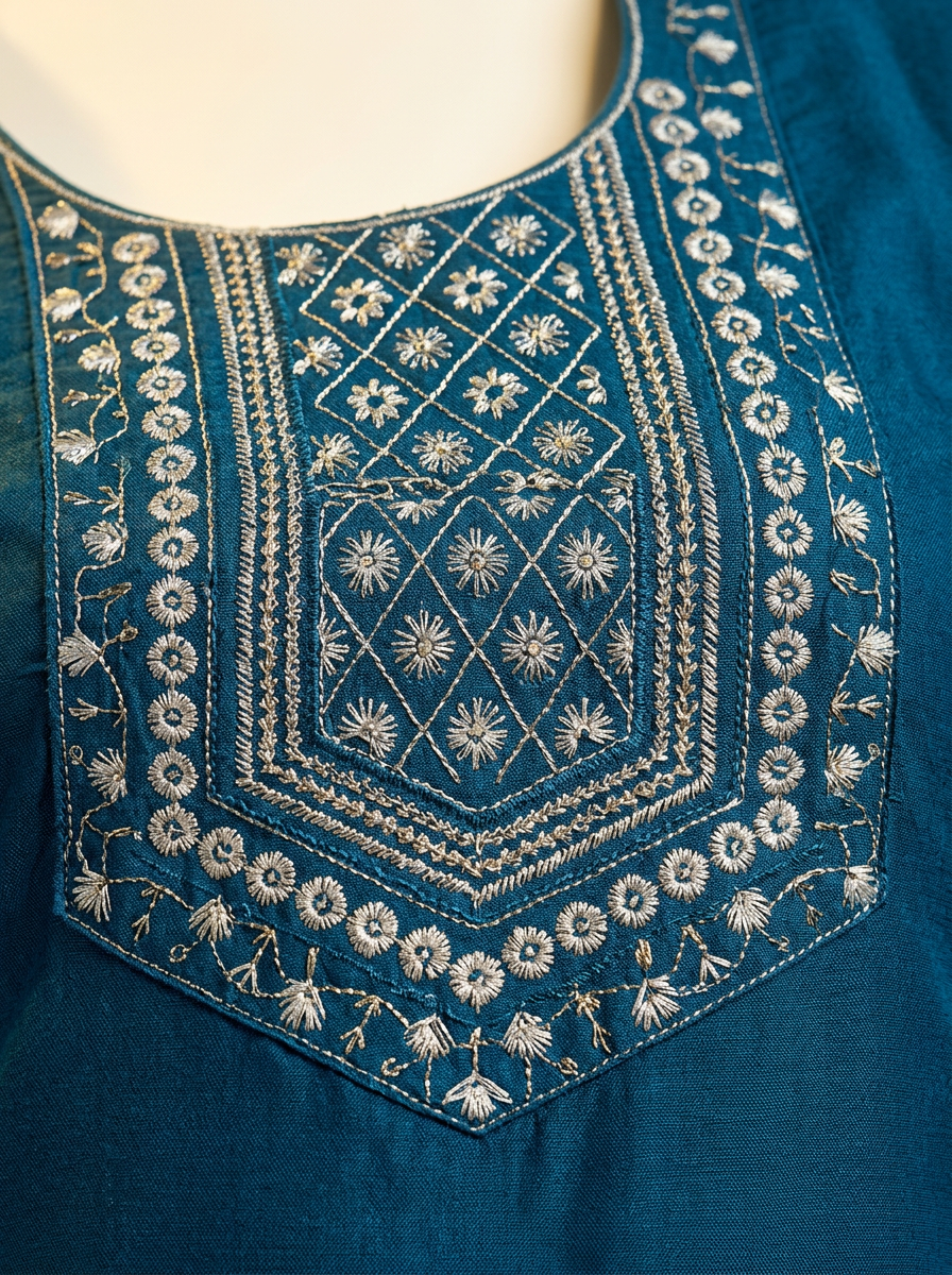 Teal Blue Kurta Set with Dupatta