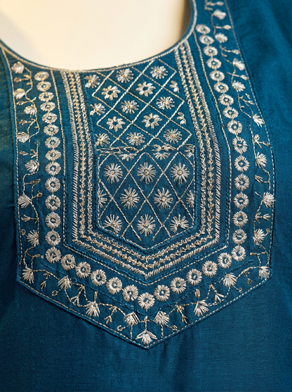 Teal Blue Kurta Set with Dupatta