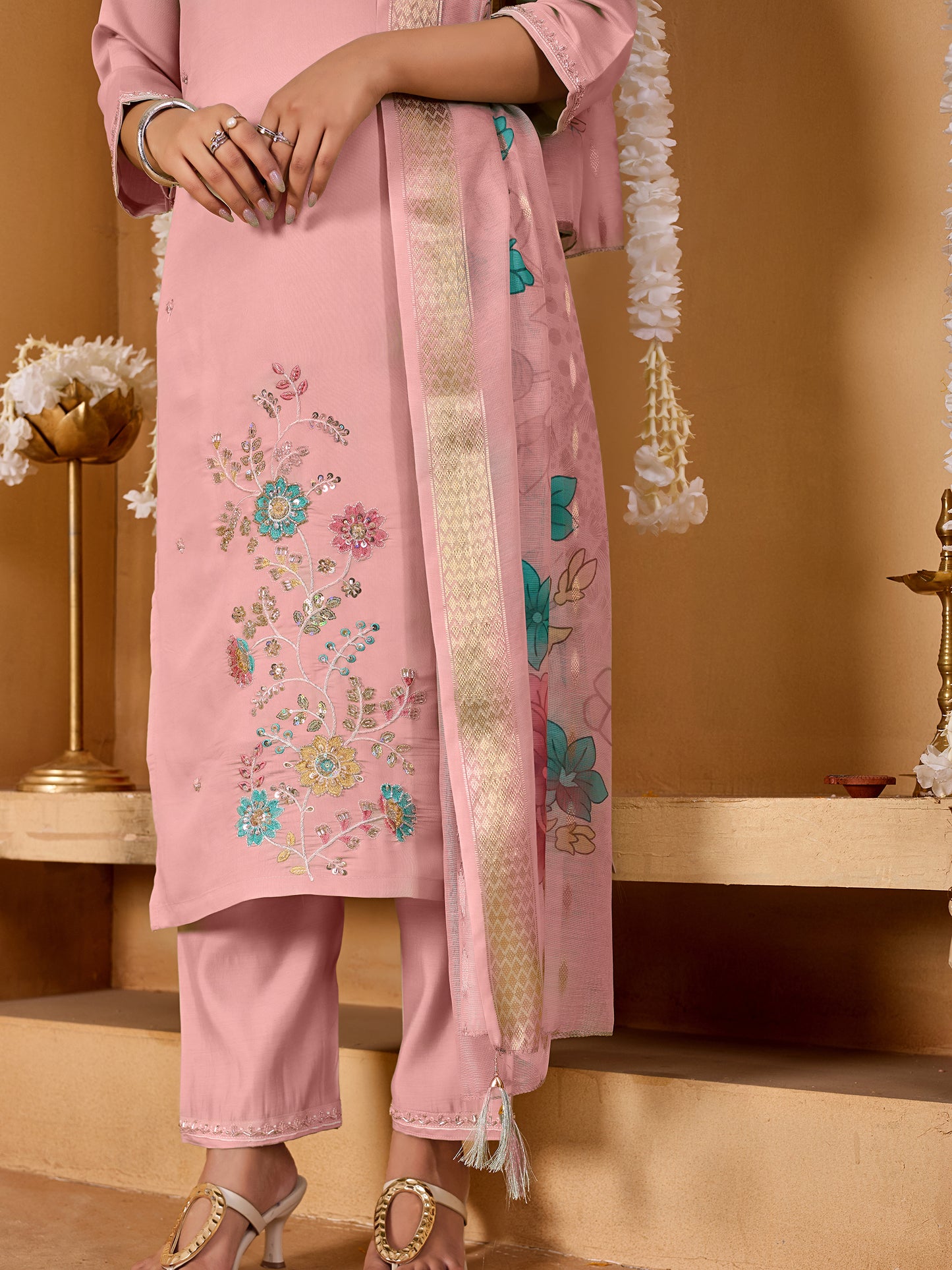 Varnika – Floral Embroidery Set with beads work