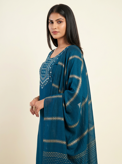 Teal Blue Kurta Set with Dupatta
