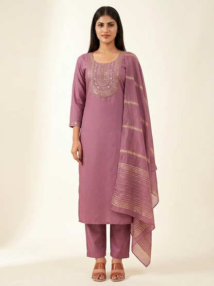 Dusty Mauve Kurta Set with Dupatta