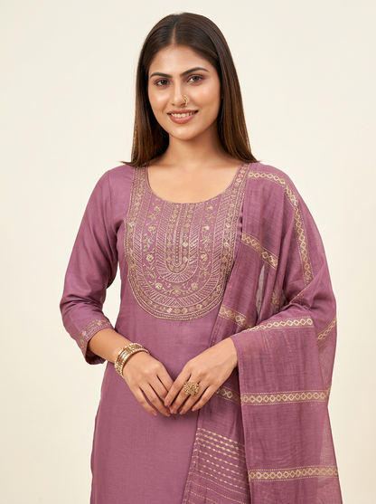 Dusty Mauve Kurta Set with Dupatta