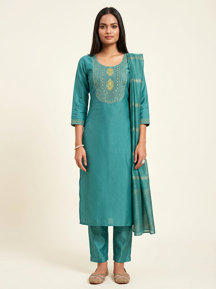 Teal Green Kurta Set with Dupatta