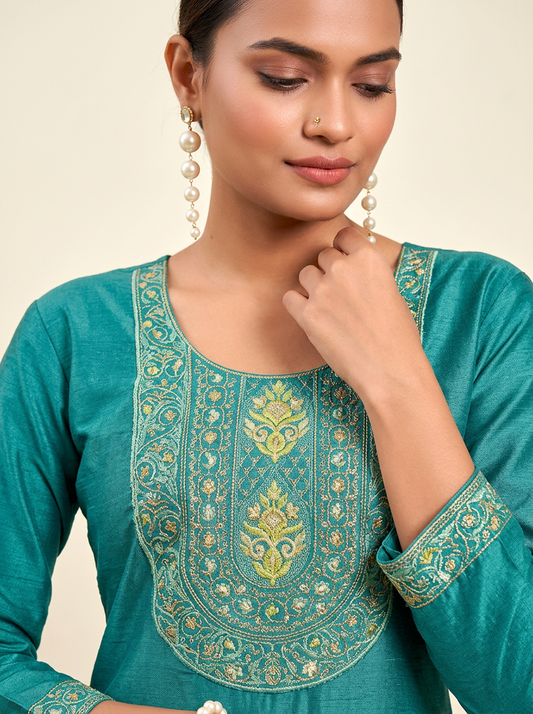 Teal Green Kurta Set with Dupatta