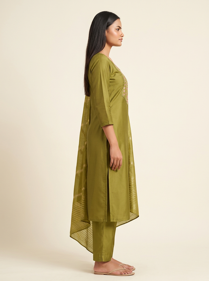 Olive Green Kurta Set with Dupatta