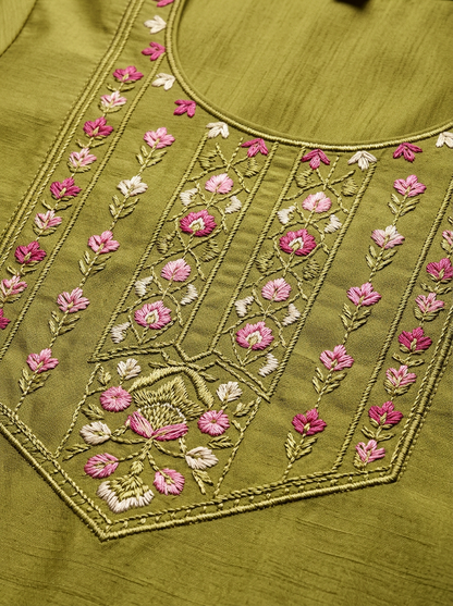 Olive Green Kurta Set with Dupatta