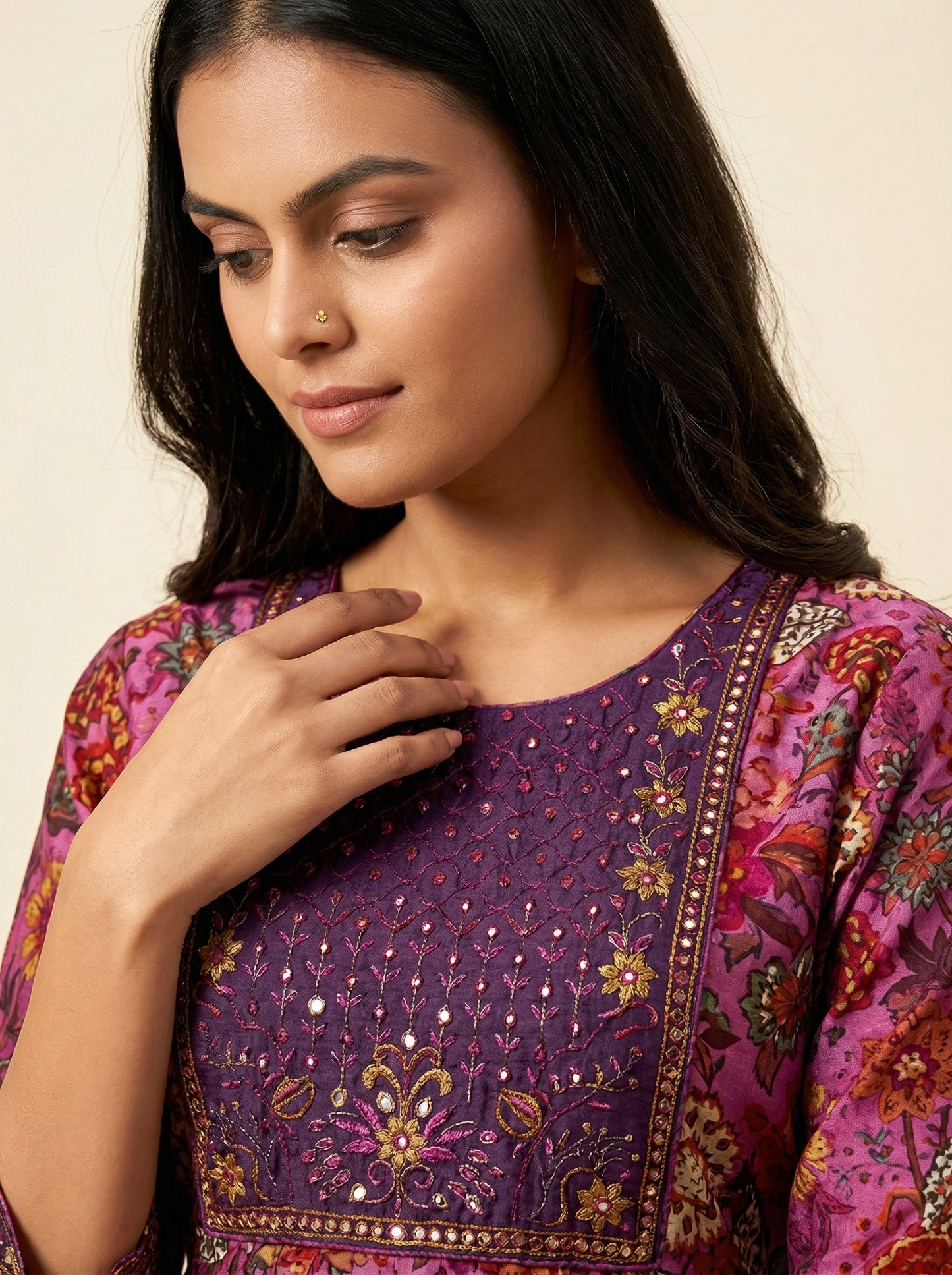 ANVIKA Women Floral Printed Anarkali Kurta Set with Trousers & Dupatta