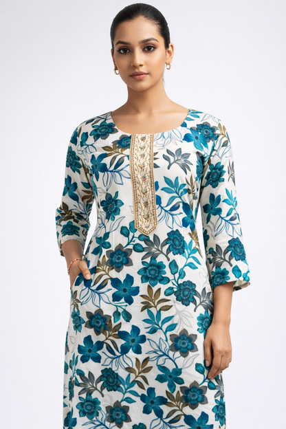 KRIVA Women Floral Printed Straight Kurta