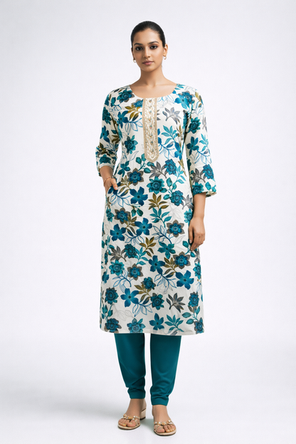 KRIVA Women Floral Printed Straight Kurta