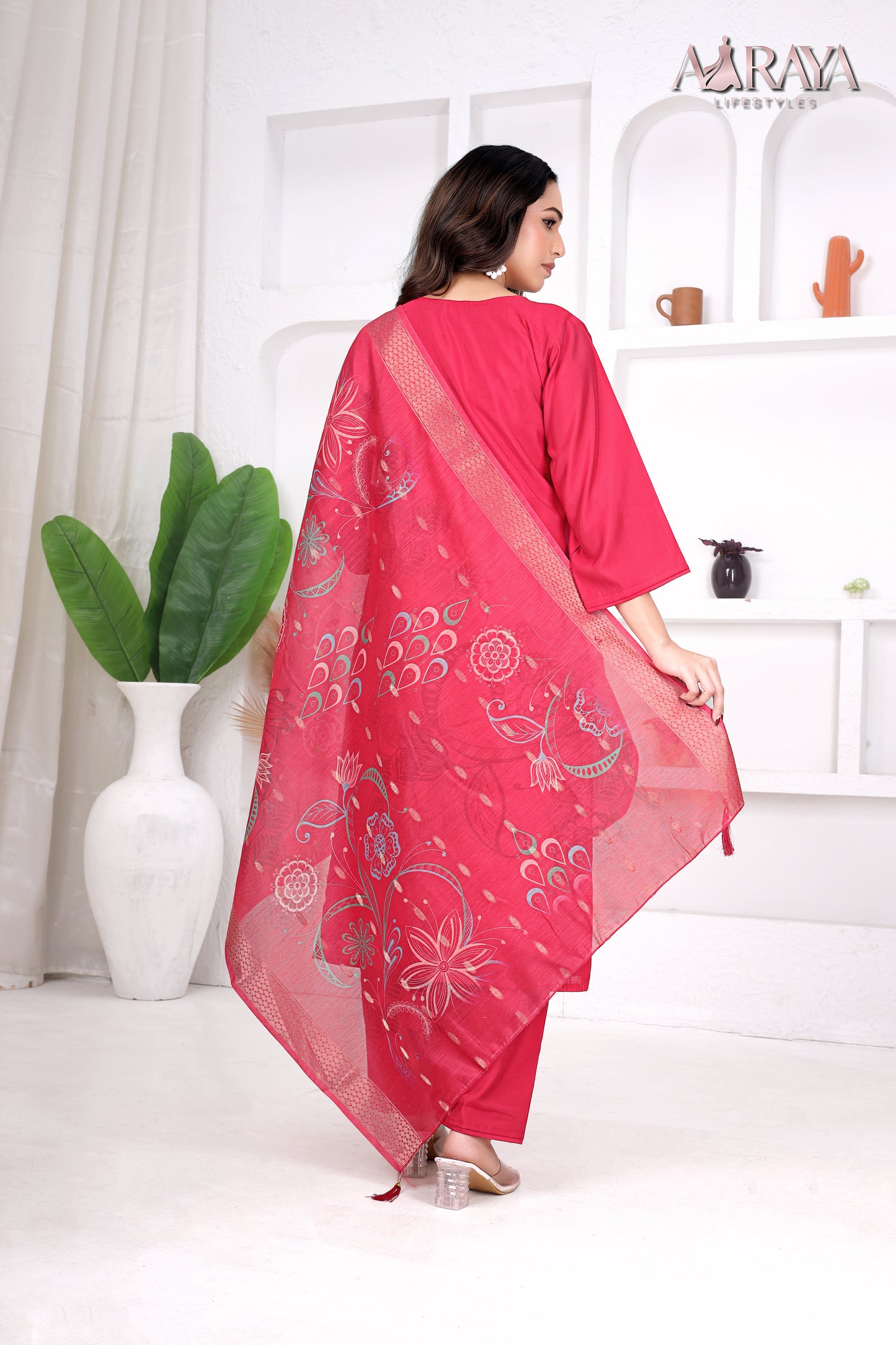 Ruby Rose Embroidered Roman Cotton Blend Suit Set