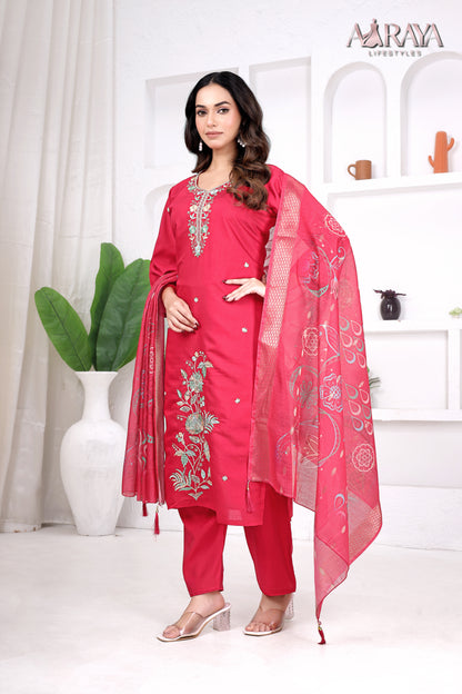Ruby Rose Embroidered Roman Cotton Blend Suit Set
