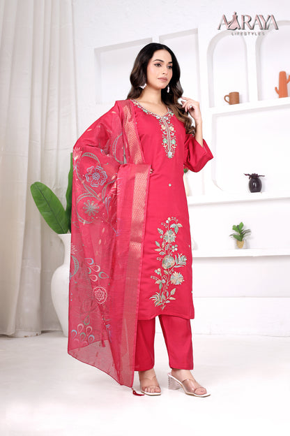 Ruby Rose Embroidered Roman Cotton Blend Suit Set