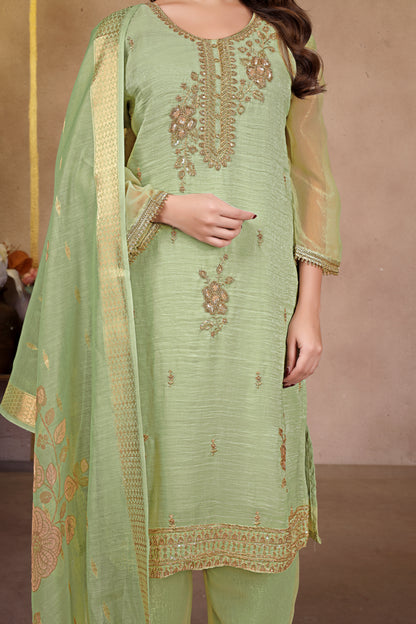 Zehra Mint Organza Luxe Suit Set