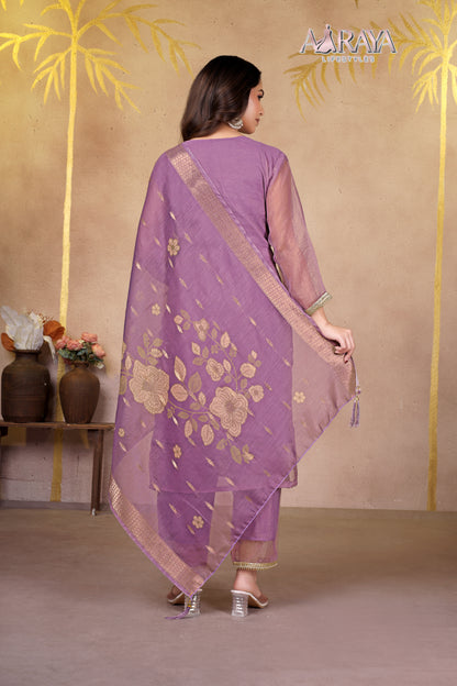 Lavender Noor Organza Luxe Suit Set