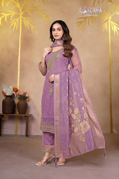 Lavender Noor Organza Luxe Suit Set