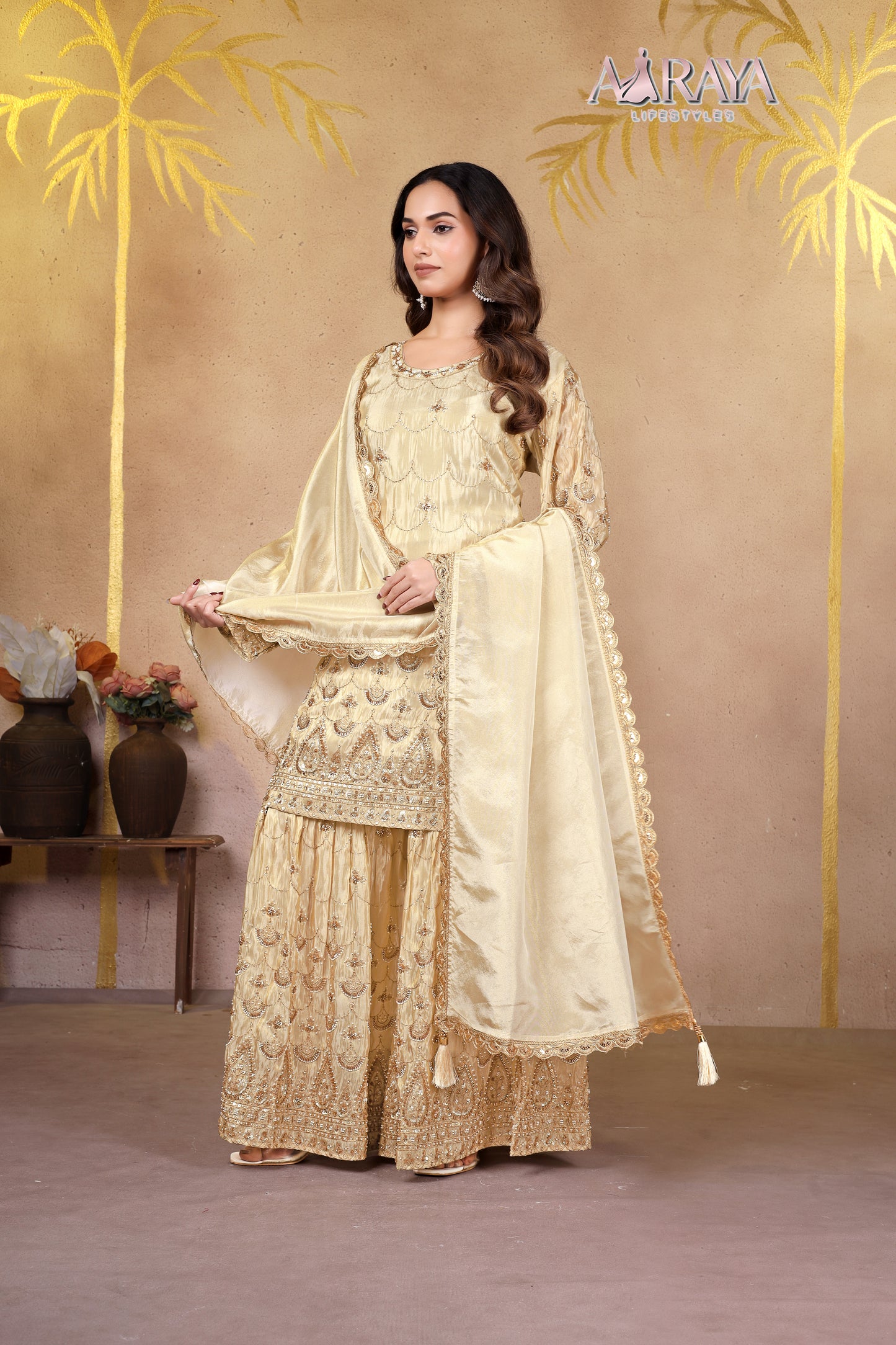 Zareen Luxury Embroidered Sharara Set