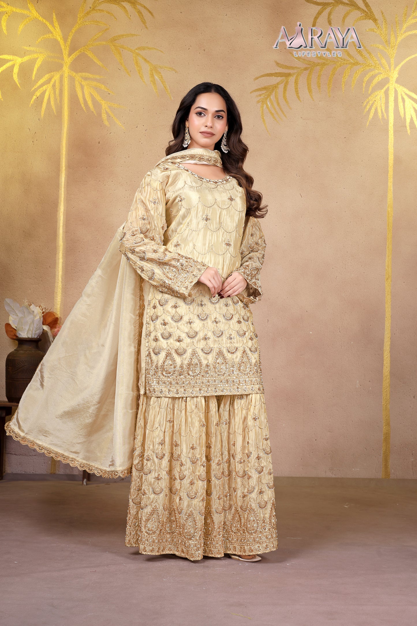 Zareen Luxury Embroidered Sharara Set