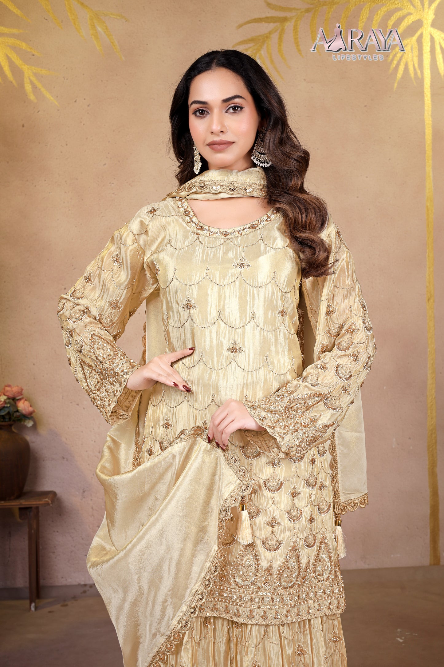 Zareen Luxury Embroidered Sharara Set