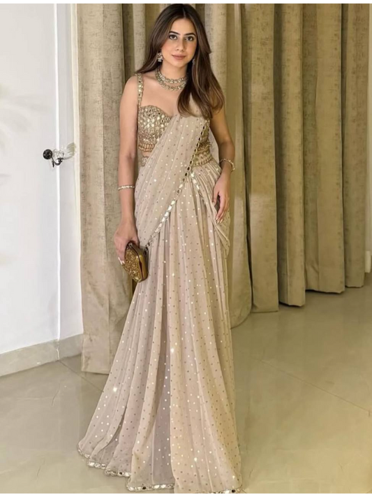 Golden Dusk Draped Lehenga Saree