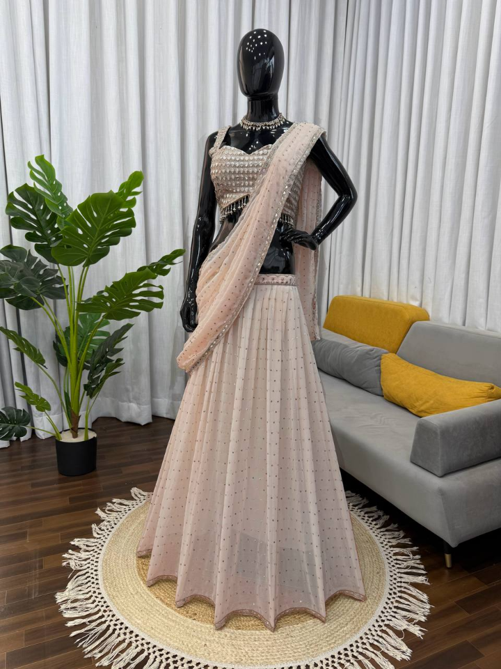 Golden Dusk Draped Lehenga Saree