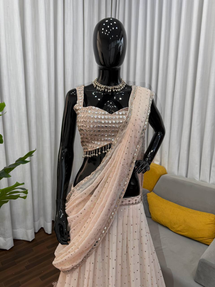 Golden Dusk Draped Lehenga Saree